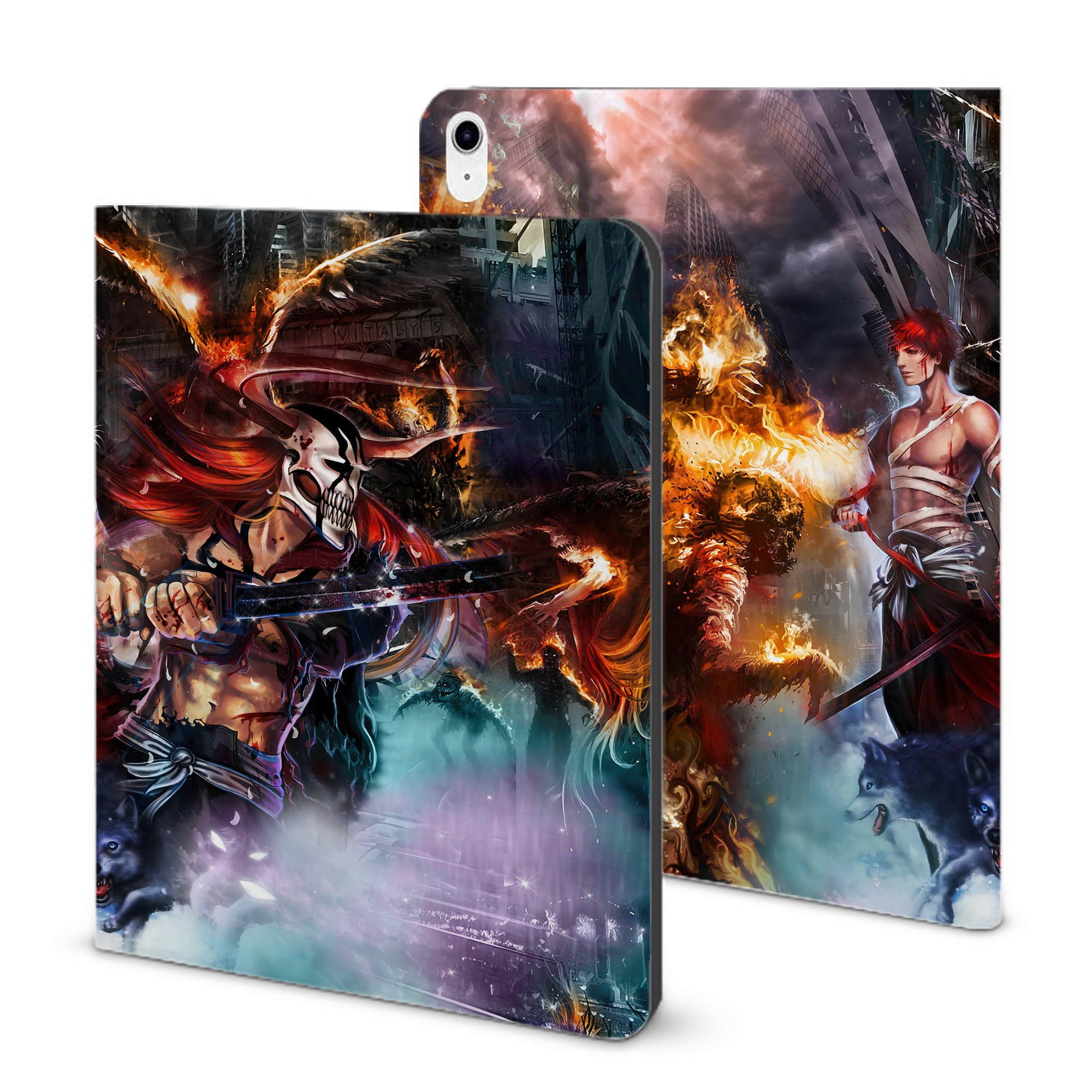 （画像用） ブリーチ BLEACH IPad ケース ブック型 PUレザー TPU 耐衝撃 軽量 薄型 ペン収納なし 全面保護 IPad 各モデル対応